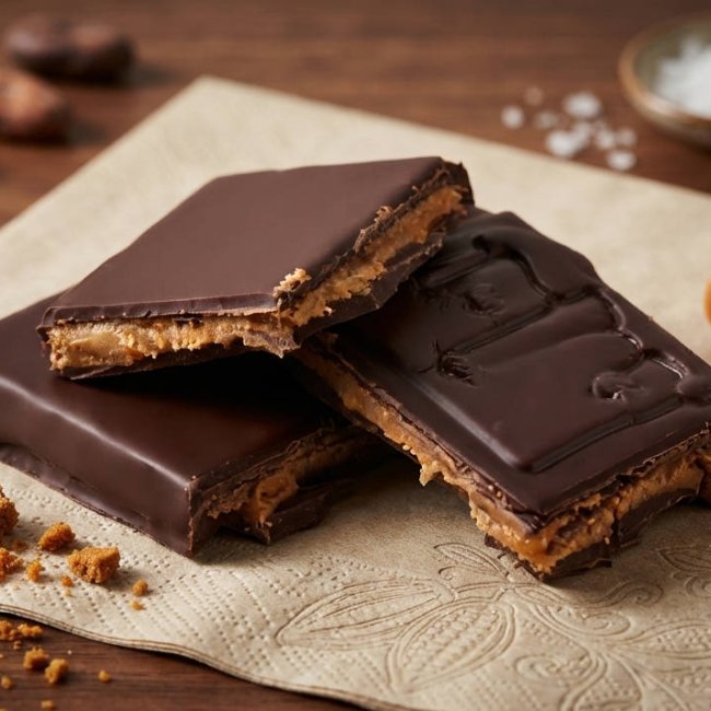 Chocolate negro 70% con caramelo salado y galleta lotus
